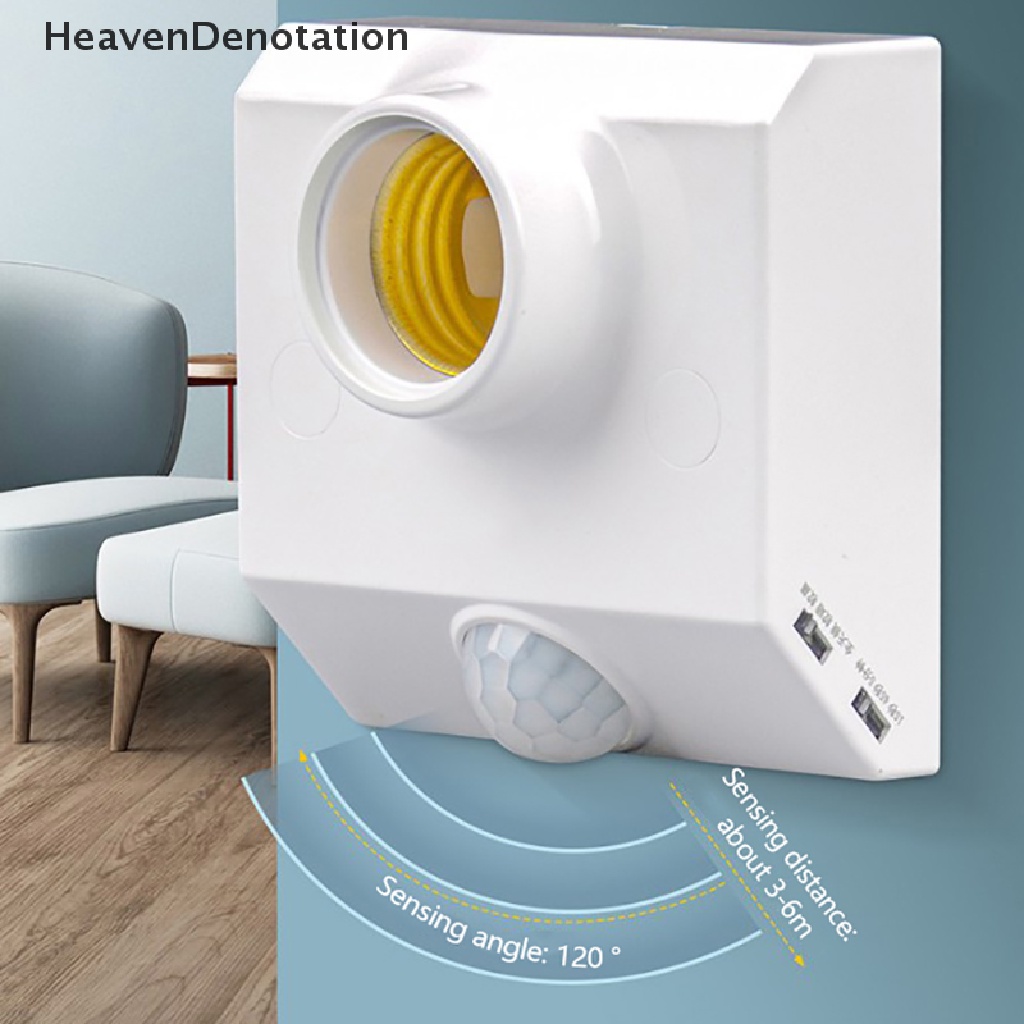 [HeavenDenotation] Lampu Bohlam LED Sensor IR Inframerah Tubuh Manusia Otomatis E27 Base Lamp Holder HDV