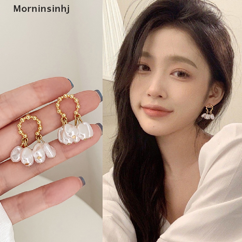 Mornin 1pasang Kepribadian Fashion Baroque Pearl Pendant Earrings Perhiasan Hadiah Pesta Untuk Wanita id