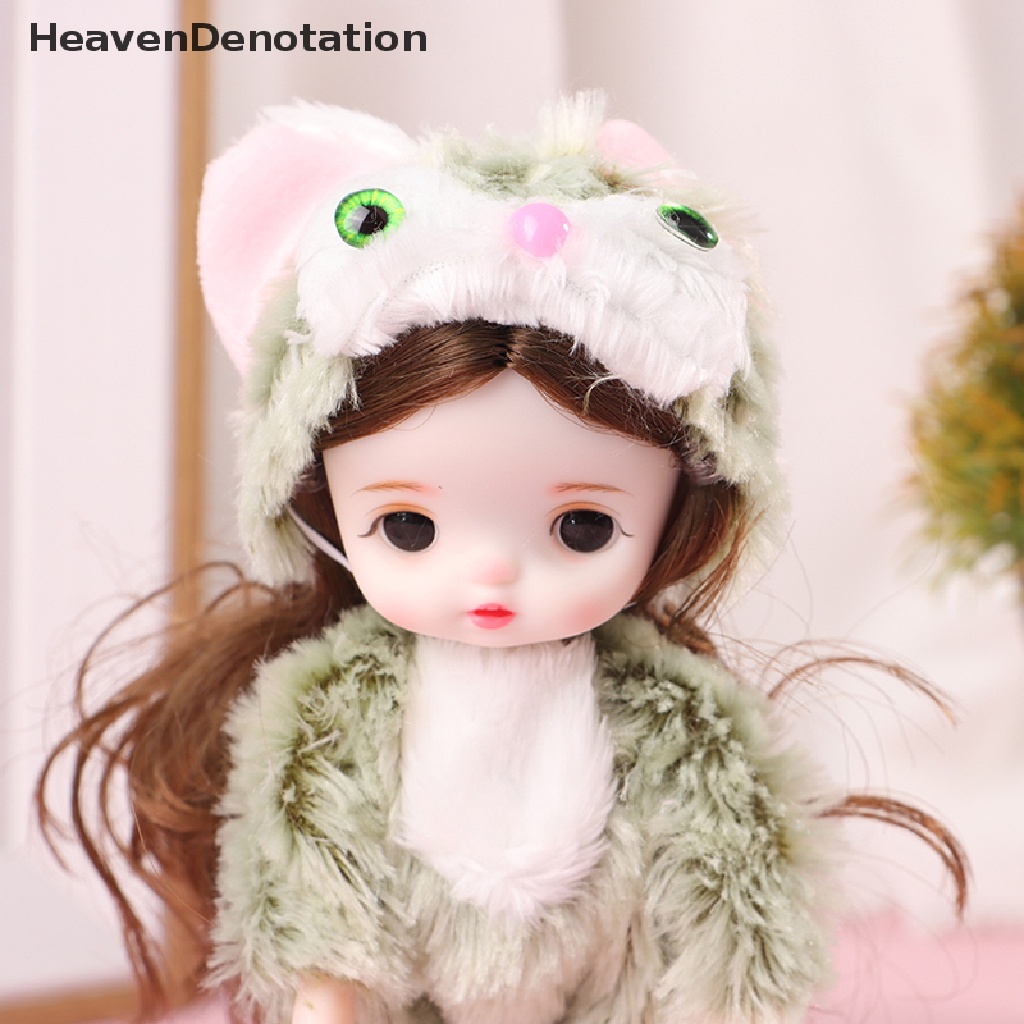 [HeavenDenotation] Boneka Mini 17cm Sambungan Bergerak Dengan Baju Dan Sepatu Boneka 3d Hadiah Mainan Anak Perempuan HDV