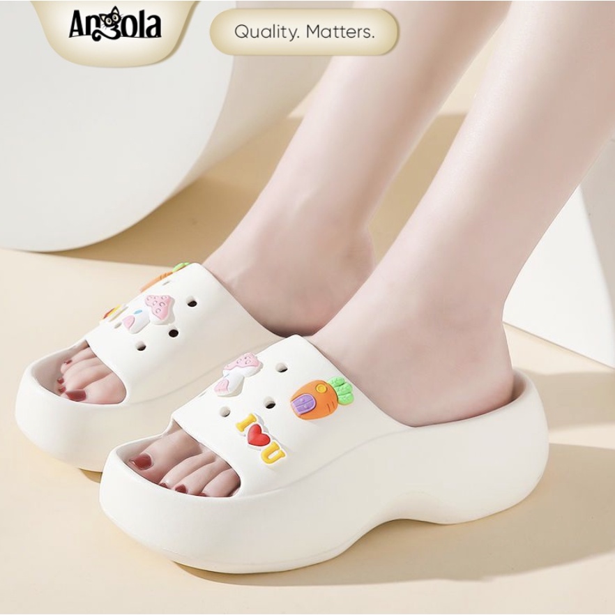 Sandal Wedges Jibbitz Slip On H14 Sendal Jalan-jalan Korea Wanita Comfy Lucu EVA