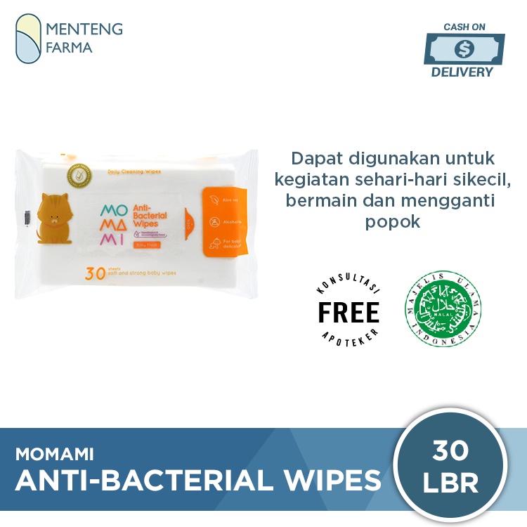 Momami Antibacterial Wipes 30 Lembar - Tisu Basah Anti Bakteri Bayi