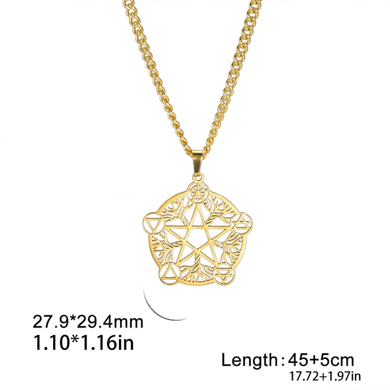 Tetragrammaton Penyihir Pentacles Stainless Steel Kalung Wanita Pentagram Necklace Jewelry Accesorios