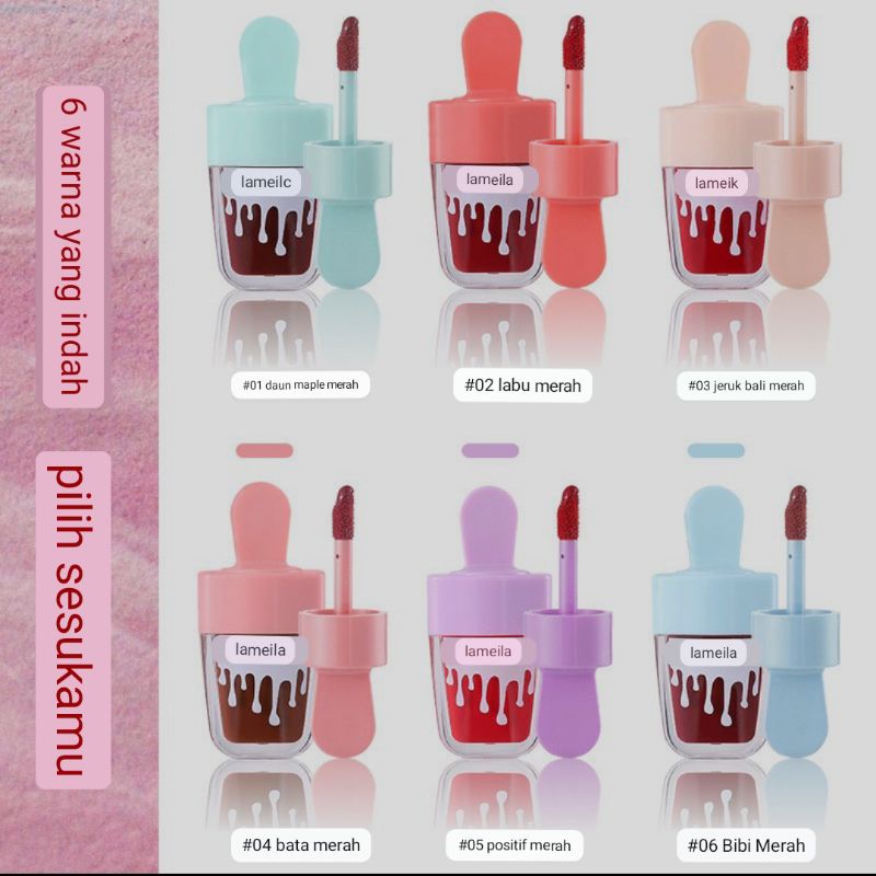 Ice Cream LAMEILA Original Lip Tint Time Frozen Lip Glaze Lip Gloss Moisturizing Lipstick Waterproof Terlaris