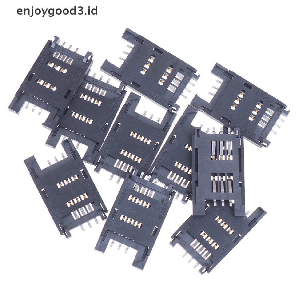 [Rready Stock] 10PCS Holder Kartu SIM 6PIN Soket Kartu SIM Card Slot Konektor Untuk Telepon (ID)