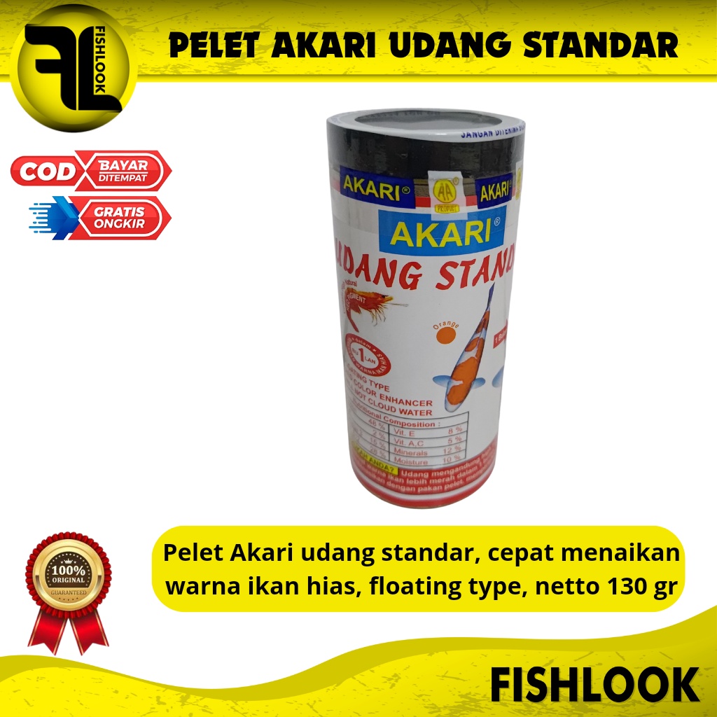 Akari Udang Standar Super Astaxanthin 40 Gram Pakan Ikan Predator Koi Koki Pakan Udang Rebon Kering