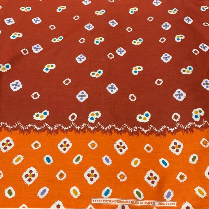 kain batik meteran bahan katun halus primisima premium motif jumputan - BATA / ORANGE