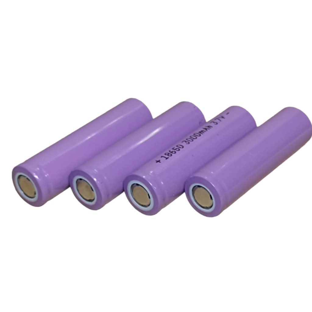 Baterai 18650 Li-ION 3.7V - 3000mAh  Warna UNGU Paket 4pcs Flat Top