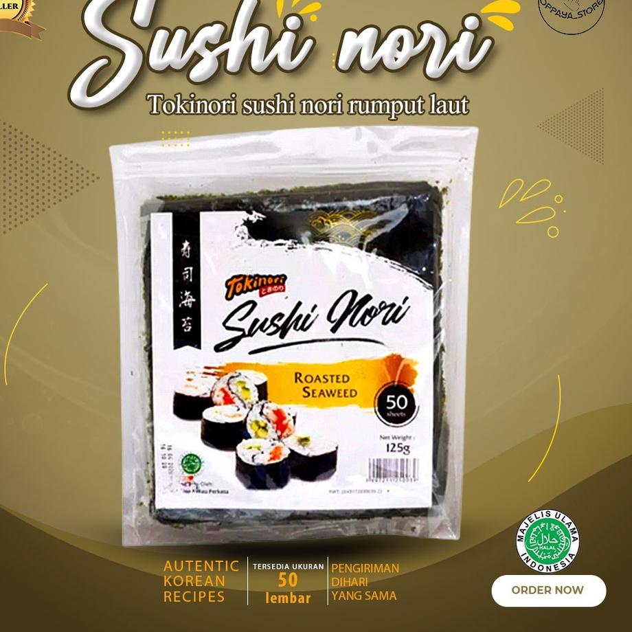 

✰ Tokinori 50 Set Halal Sushi/Kimbab 50 Lembar Rumput Laut Sushi Kimbab ✲