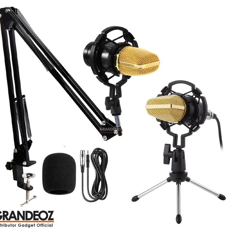 T91 TaffSTUDIO BM 700 Mikrofon 3.5mm Kondenser Studio dengan Shock Proof USB Mount BM700 Mic BM-700 