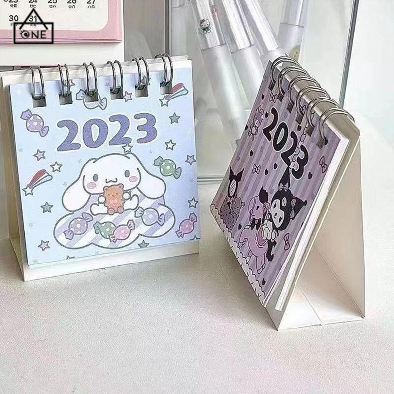 COD❤️Kalender Meja Mini 2023  Lucu Vertikal  Anjing Kuromi Cinnamoroll  Kalender Kecil-A.one