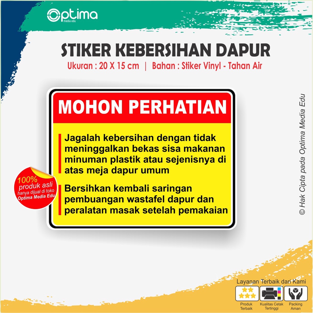 

Stiker Peringatan Aturan Dapur Umum / kos / kantor/dll