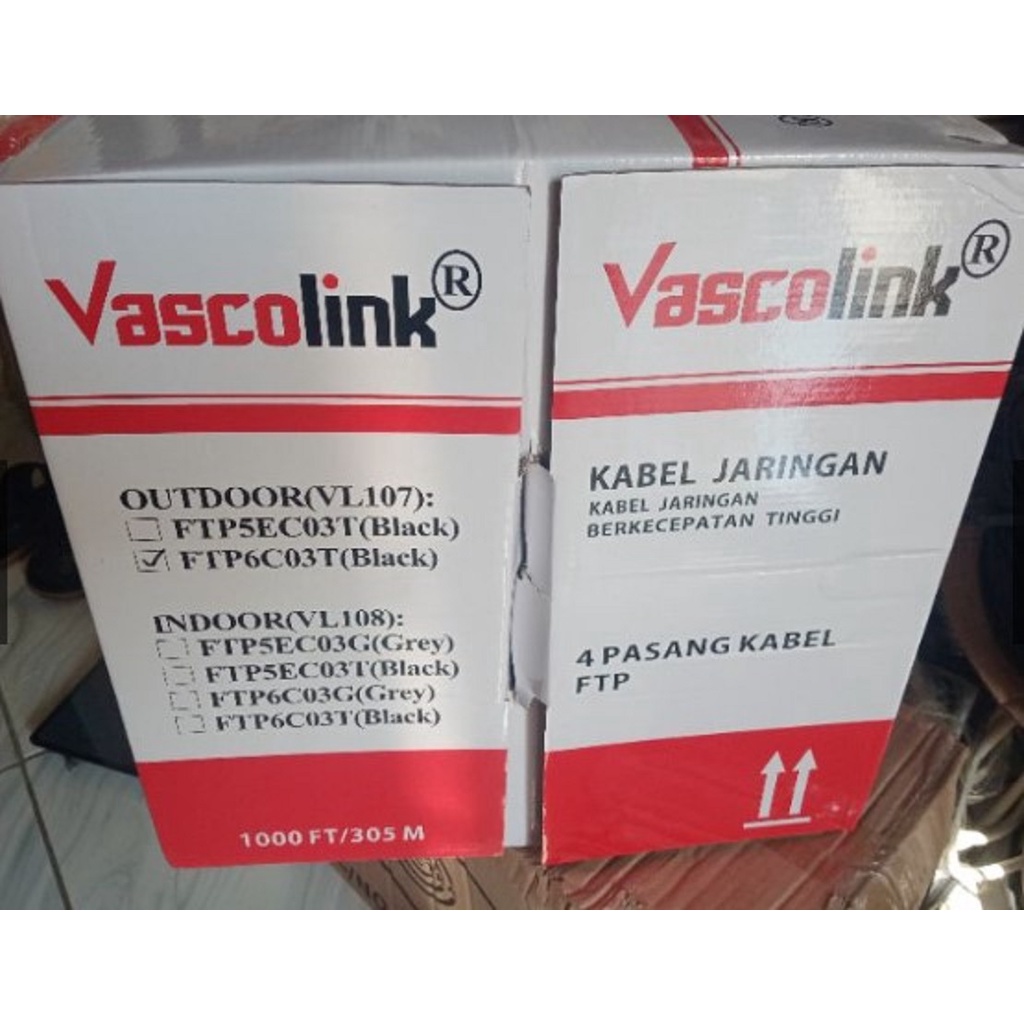 Kabel LAN 150M Vascolink FTP CAT6 Khusus OUTDOOR 150 Meter siap pakai