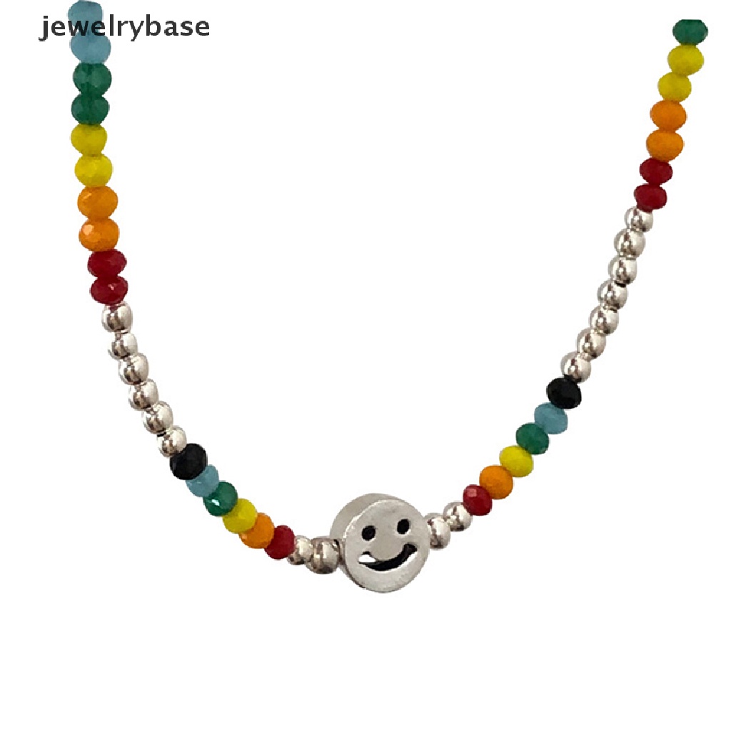 [jewelrybase] Smiley Face Sweater Kalung Pesta Perhiasan Untuk Wanita Pasangan Fashion Kreatif Manik-Manik Warna-Warni Liburan Pantai Aksesoris Butik