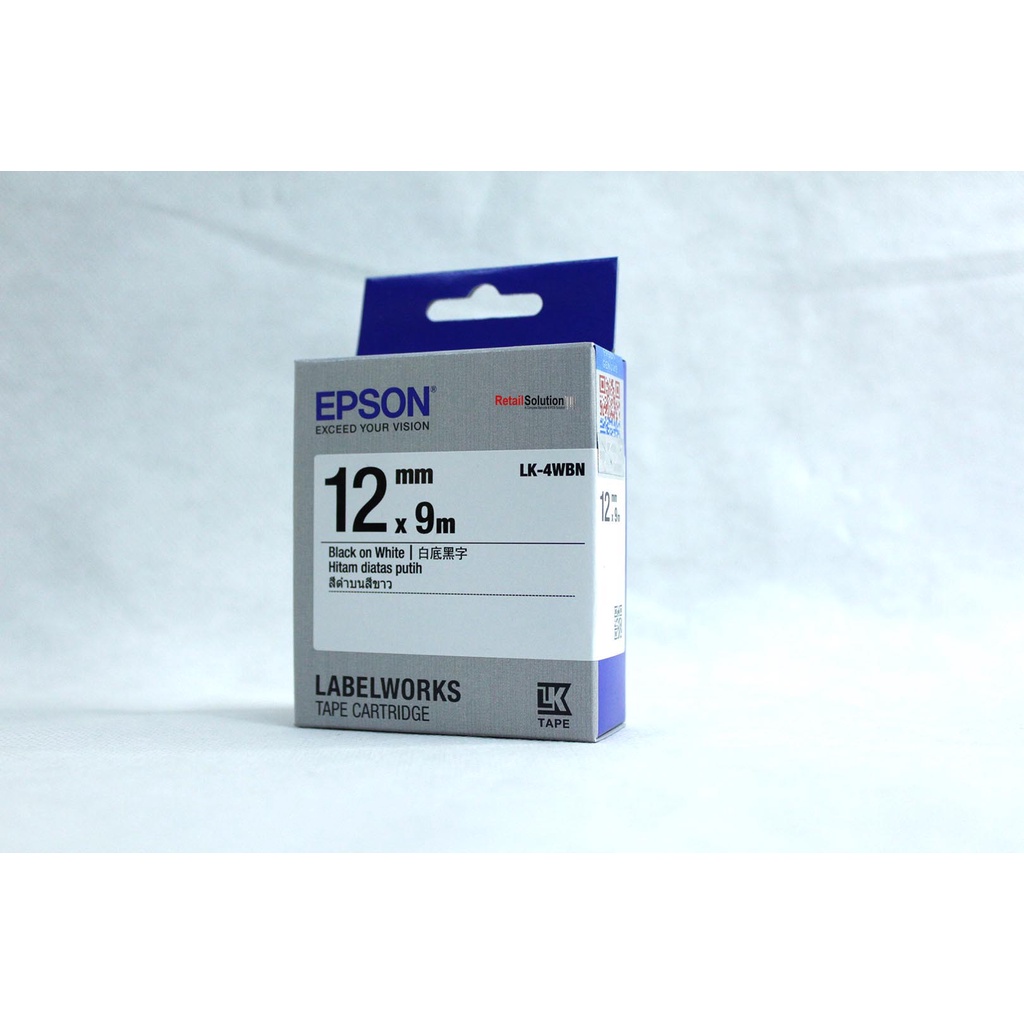 EPSON Labelworks Tape Cartridge LK-4WBN LK4WBN 12mm x 9m Black on White