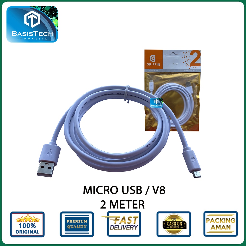 KABEL CASAN GRIFFIN MICRO USB V8 TYPE C 2A 2 METER SUPER FAST CHARGING