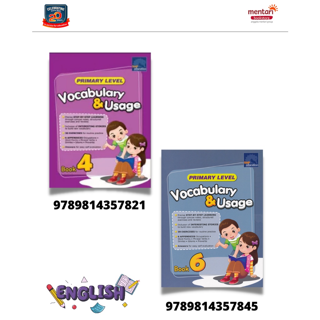 CRAZY SALE | Primary Level Vocabulary & Usage Primary | Buku Bahasa Inggris SD Kelas 4 & 6