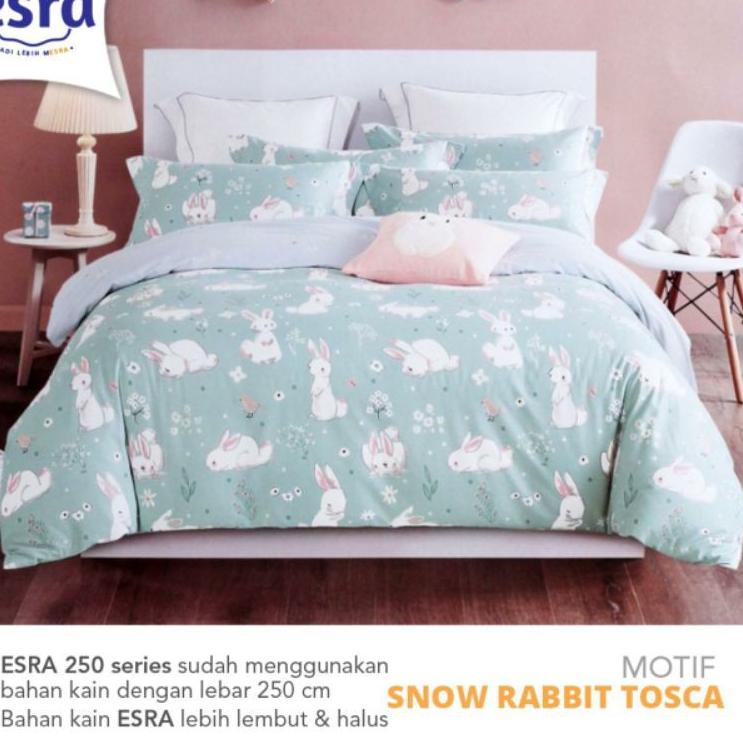➦ SPREI MOTIF SNOW RABIT PINK DAN TOSCA KELINCI KATUN LOKAL ESRA ADEM ☇
