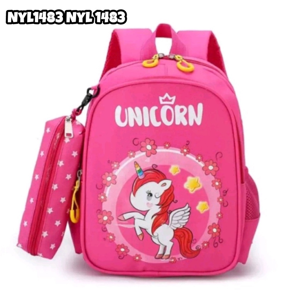 &quot;aurabagss&quot; - New Arrival...Beli 1 Dapat 2 Tas Anak Set 2 In 1 Tas Anak Perempuan Motif Printing Karakter Hello Kitty &amp; Unicorn Ransel Sekolah Anak Perempuan PAUD TK SD Backpack Anak Perempuan Terbaru 2023 Harga Terjangkau Bisa COD