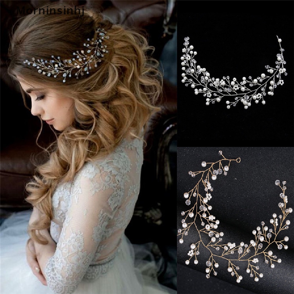 Mornin Fashion Kristal Bando tiara Pengantin Wanita Handmade Simulasi Mutiara Pengantin Pernikahan id