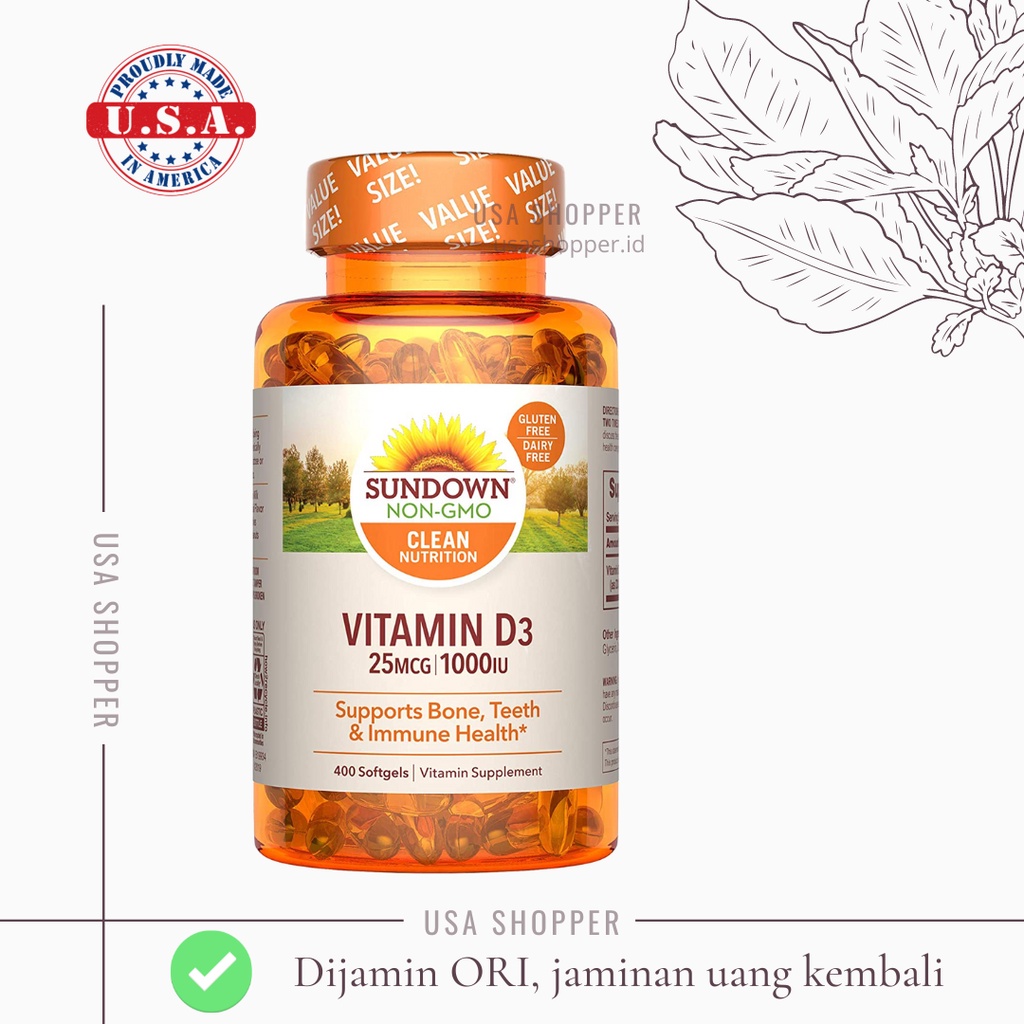 [ORI USA] Sundown Vitamin D3 1000 IU - 400 Caps