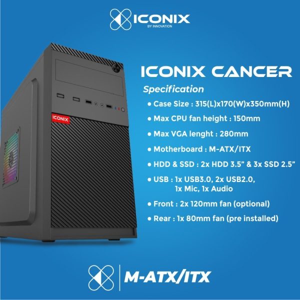 Case ICONIX CANCER Imclude PSU 500Watt Casing PC
