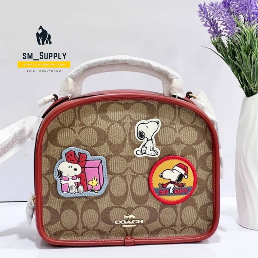 COACH TAS WANITA COACH X SNOOPY BOX SHOULDER BAG SLING BAG WOMEN CE847