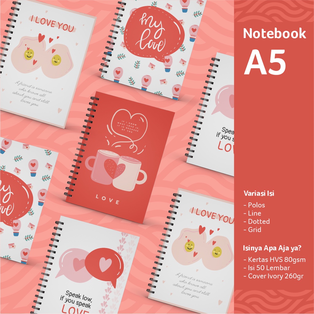 

Buku Tulis Aesthetic - Notebook A5 Aesthetic - Notebook Spiral Untuk Diary Book - Notebook Grid, Dotted, Line, Polos