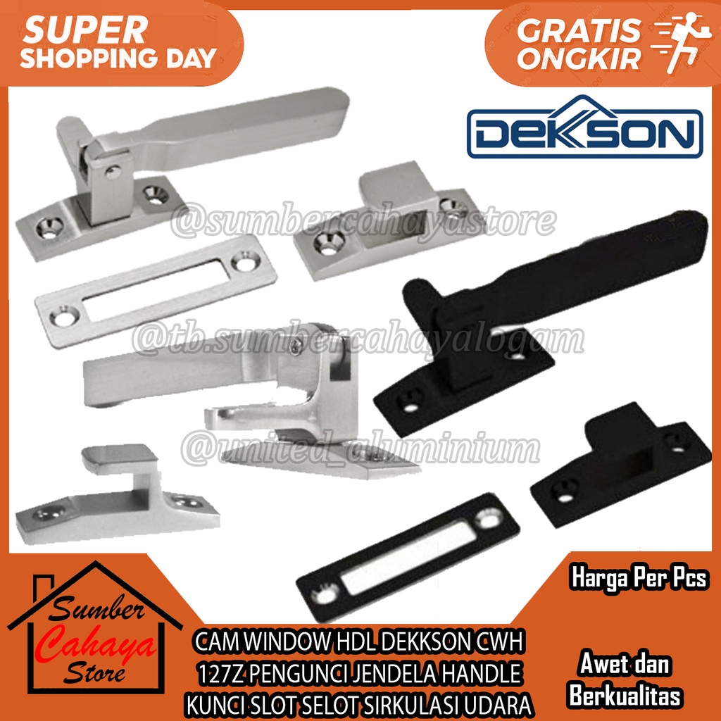 DEKKSON CWH 127Z SN MATT BLACK PENGUNCI JENDELA DEKSON HANDEL KUNCI SLOT SELOT GRENDEL GERENDEL SIRK