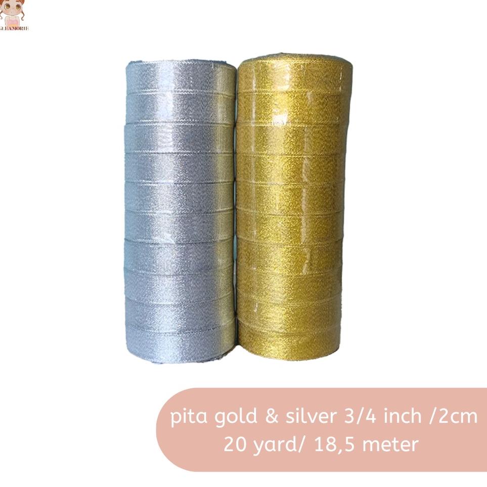 

W80 pita gold / silver glitter 2cm 3/4inch per roll 20 yard 18,4 meter grosir emas / perak TERPOPULER ㆀ