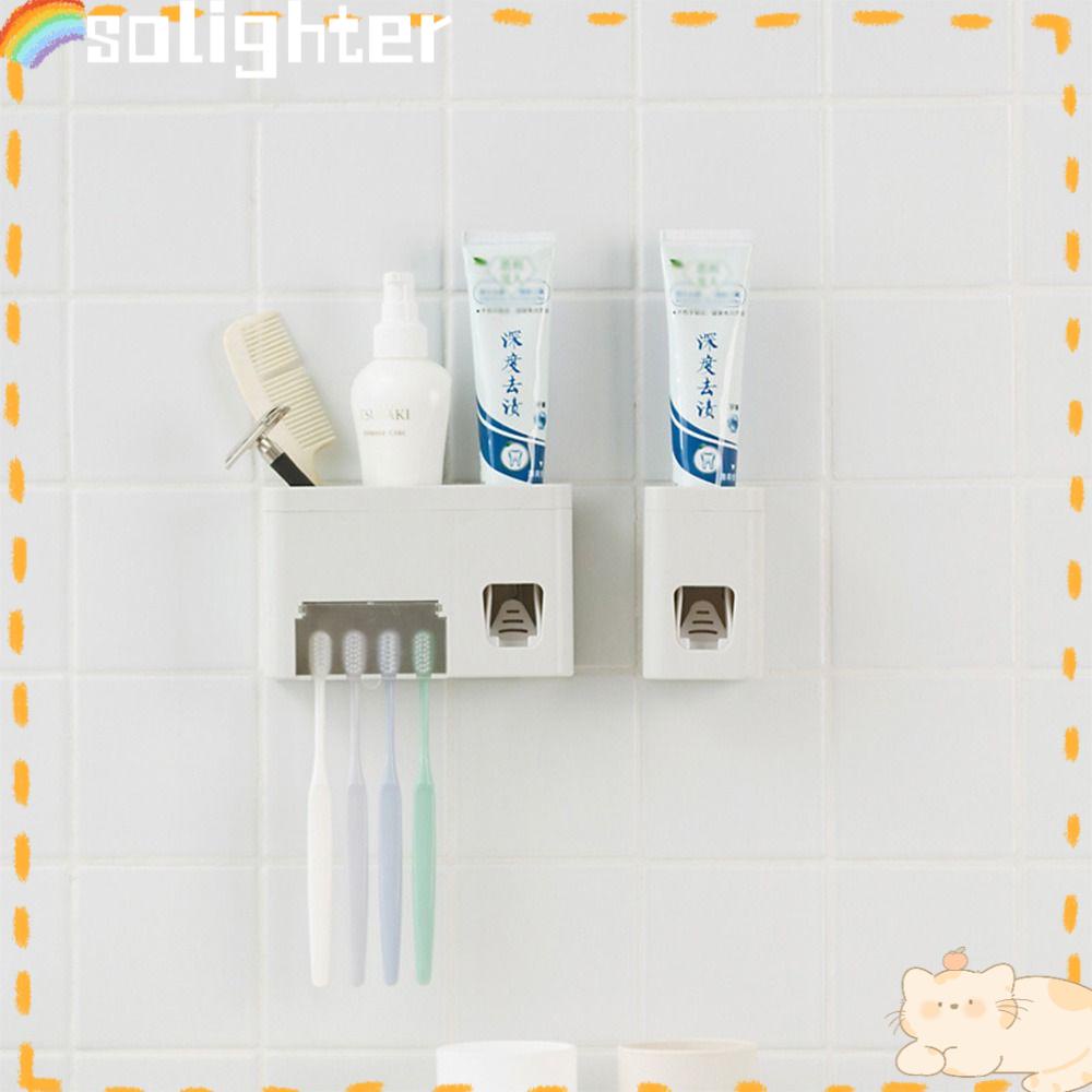 Solighter Tooth Paste Squeezer Anti Debu Dipasang Di Dinding Dispenser Krim Gigi Otomatis