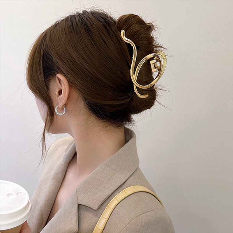 Papaozhu Sederhana Perak Lingkaran Berongga Logam Rambut Cakar Klip Untuk Wanita Perempuan Gaya Snakelike Rambut Bun Maker Temperamen Aksesoris Rambut