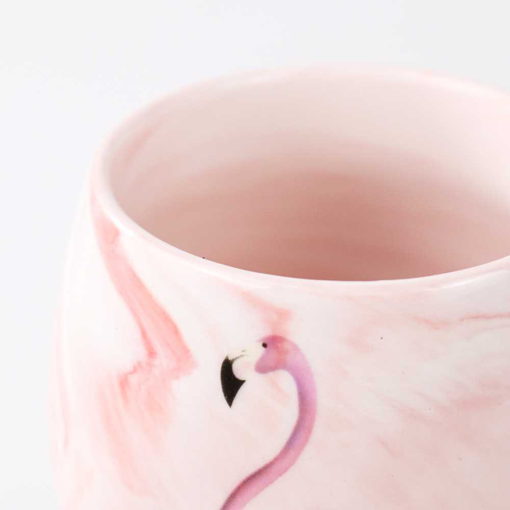 Gelas Cangkir Kopi Keramik Coffee Mug Desain Aesthetic Flamingo warna Pink 320ml