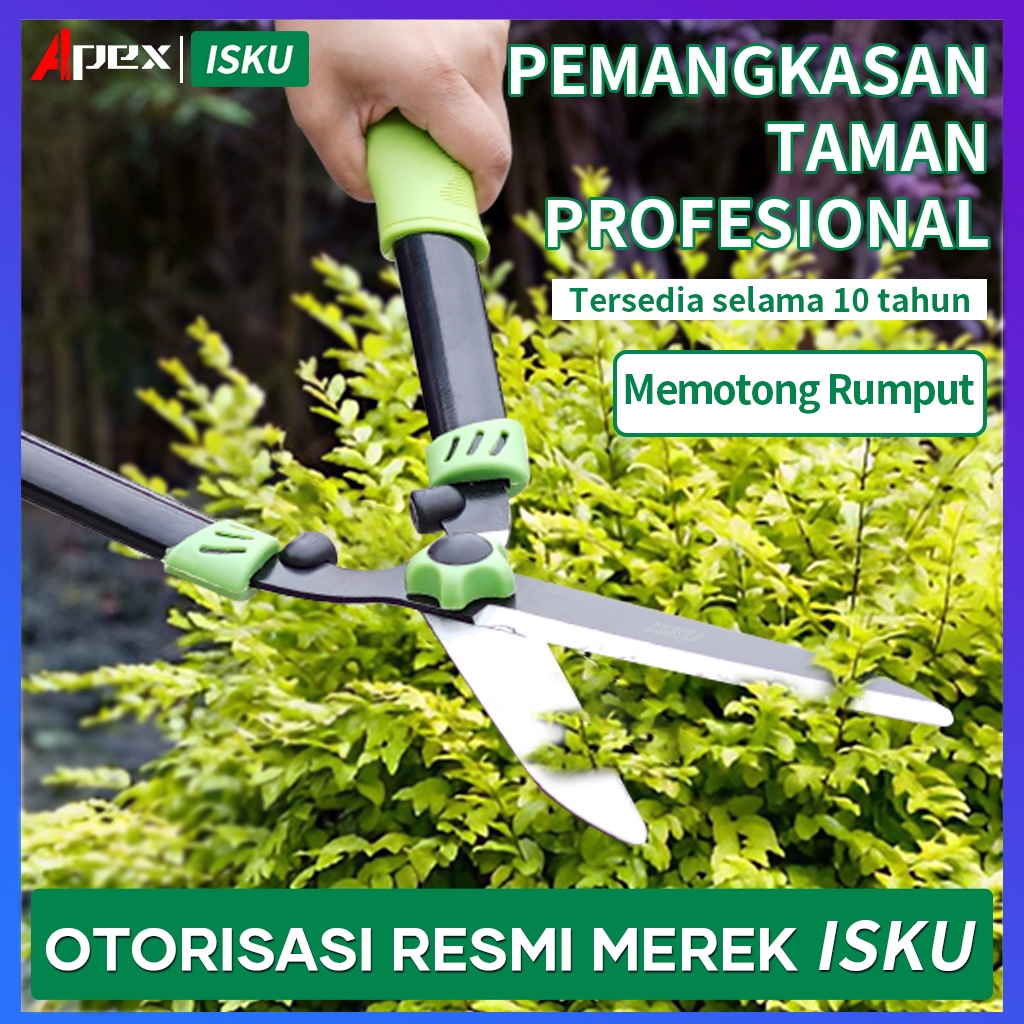 ISKU Gunting Rumput Taman Gunting tanaman gunting pangkas daun rumput dahan ranting Pegangan Karet