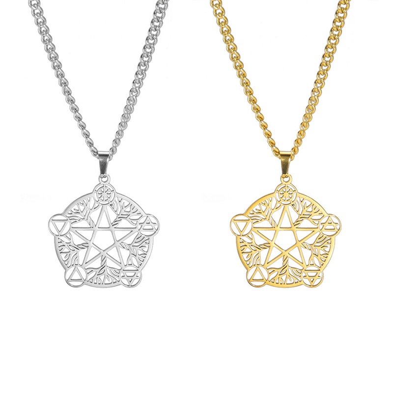 Tetragrammaton Penyihir Pentacles Stainless Steel Kalung Wanita Pentagram Necklace Jewelry Accesorios