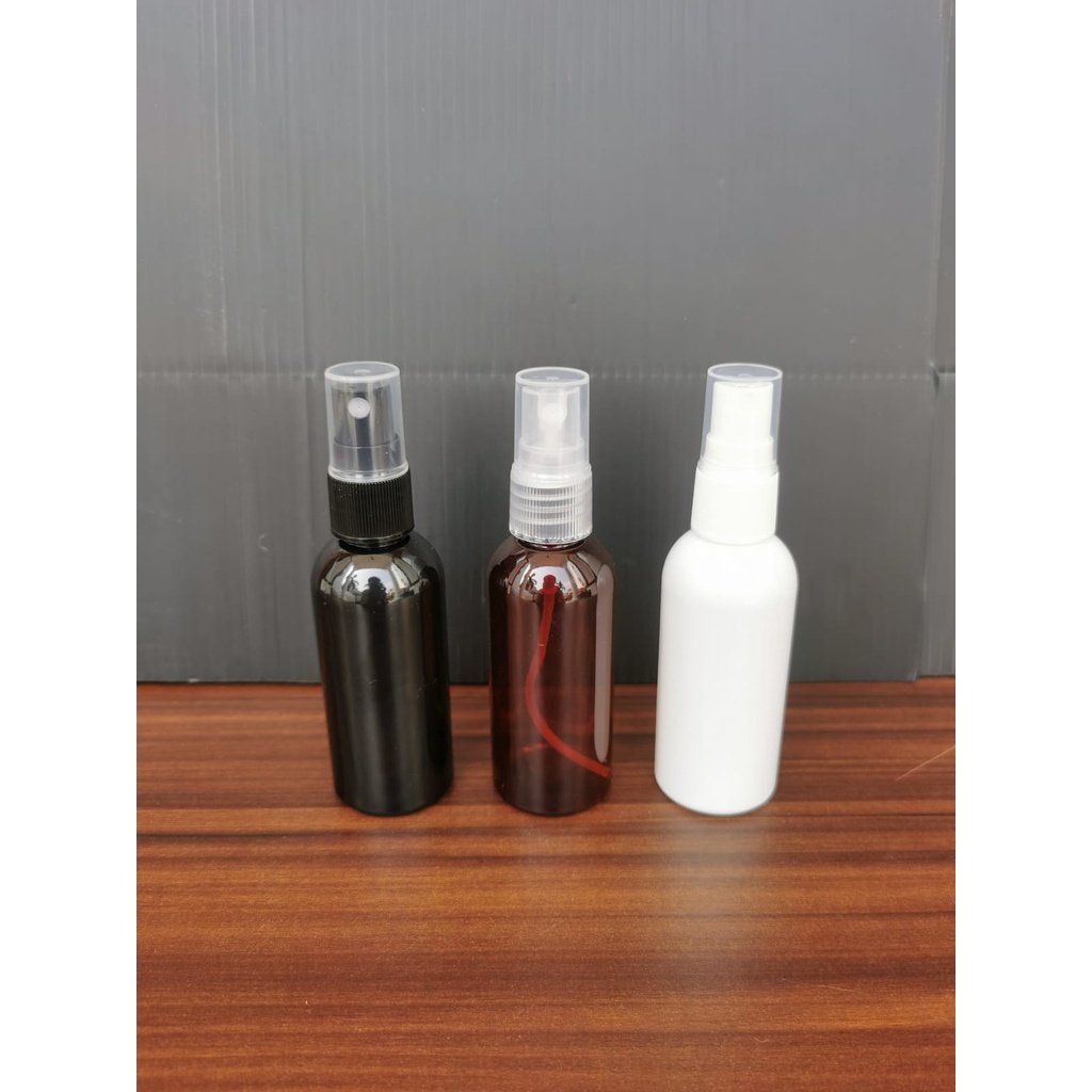 Botol SPRAY PET 60 ml BODY PUTIH SUSU COKLAT COKELAT AMBER HITAM BLACK (VC)