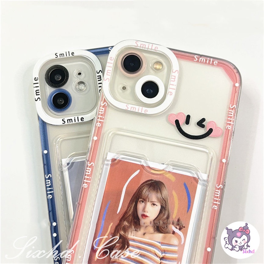 For Realme C53 C55 C35 C33 C30 C11 2020 C15 C12 C25Y C21Y C30s C25s C3 10 9Pro+ 9i 8i 6i 5i 5s 5 Narzo N53 N55 50 50i 50A Prime C31 C21 C20 Card Holder Case Ins Smiley Face Couple Stripe Phone Cover