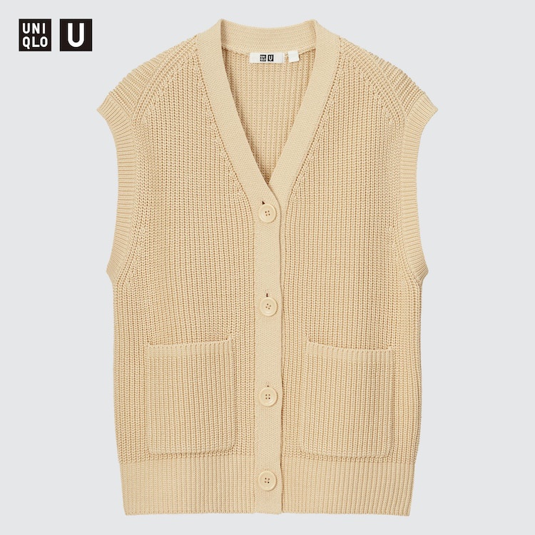 UNIQLO U Women Cardigan Kerah V Tanpa Lengan Wanita JASTIP BATBOY
