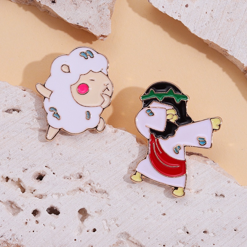 Gadis Yang Indah Domba Enamel Bros Kartun Hewan Custom Kreatif Lencana Kerah Logam Ransel Aksesoris Hadiah Teman Perhiasan