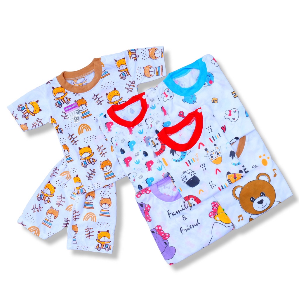 (NDL003)Set Setelan Baju Bayi SNI 3-18 Bulan Seruni Baby Bahan Katun TC Variant Motif