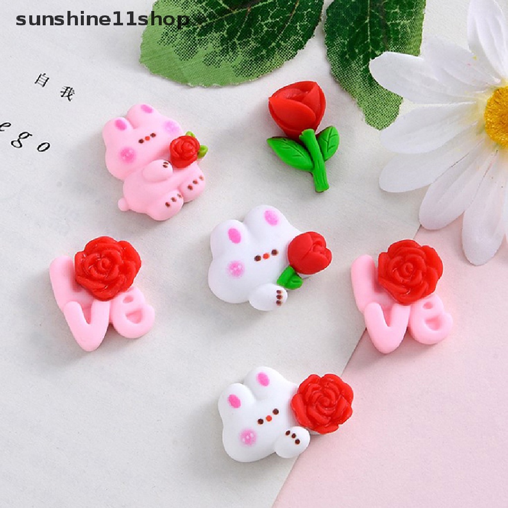 Sho 10pcs Baru Lucu Mini Kartun Hewan Kelinci Flatback Resin Cabochons Scrapbook Diy Perhiasan Dekorasi Kerajinan Aksesoris N