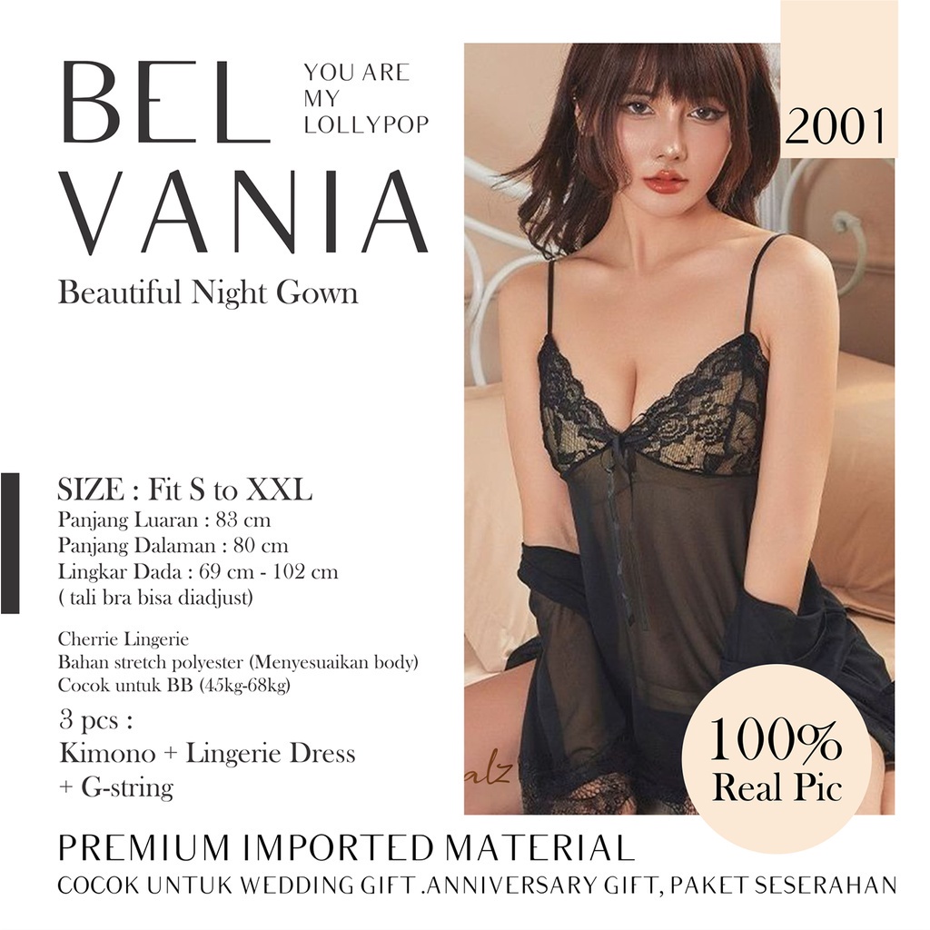 LindaGalz - Pakaian Tidur Wanita Dewasa / Kimono lingerie Sexy Jumbo 4 in 1 2001-2