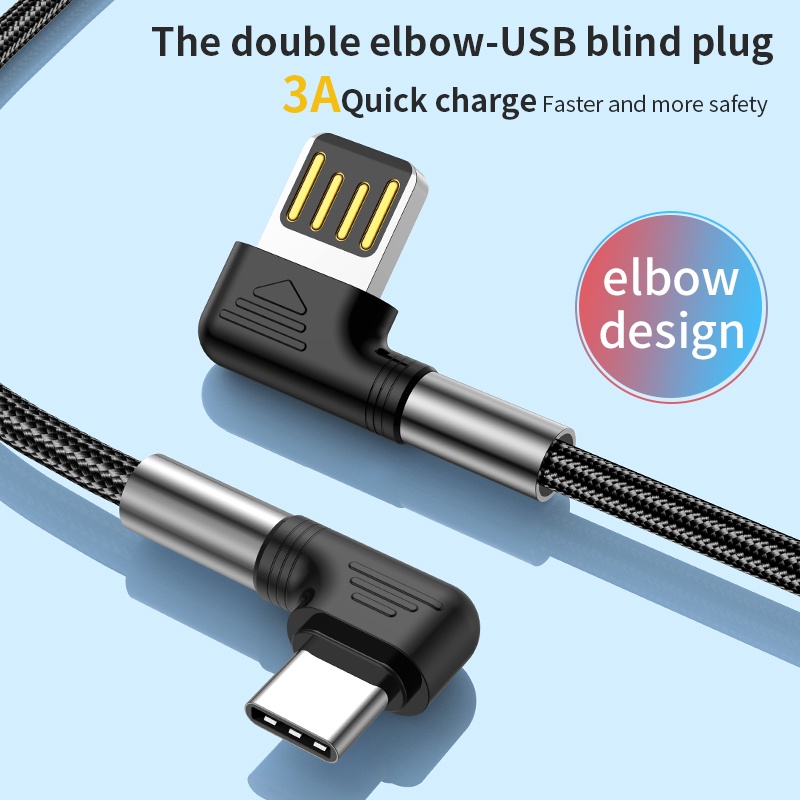 Kabel charge Cepat 3A elbow Type-c Kabel Pengisian Cepat Data Usb Charger