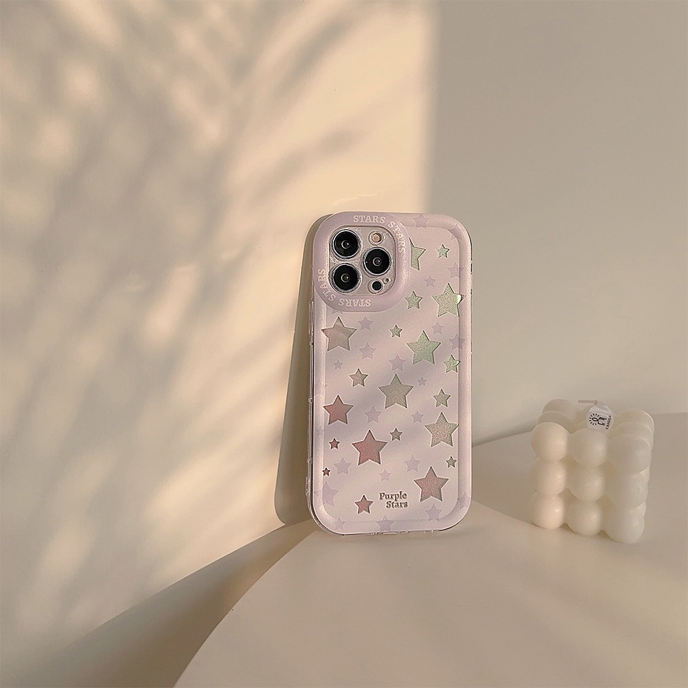 IPHONE Cover Casing Ponsel Anak Perempuan Hologram Aurora Bintang Musim Semi Warna Cahaya Untuk Iphone11 12 13 14 PLUS PRO MAX Soft Shell