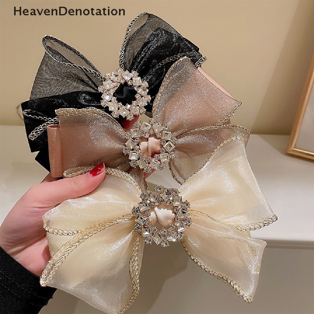 [HeavenDenotation] Berlian Organza Ikatan Simpul Jepit Rambut Musim Semi Klip Mode Pribadi Atas Jepit Rambut HDV