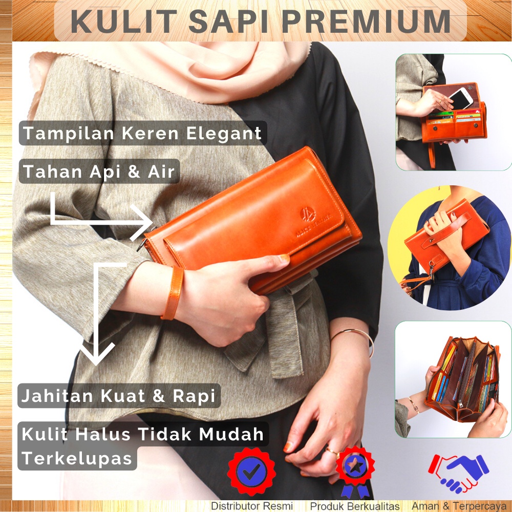 Dompet Pouch Kulit Dompet Kartu   Lipat Kulit Sapi Asli AH01 MARETHA WALLET ALICE AH01