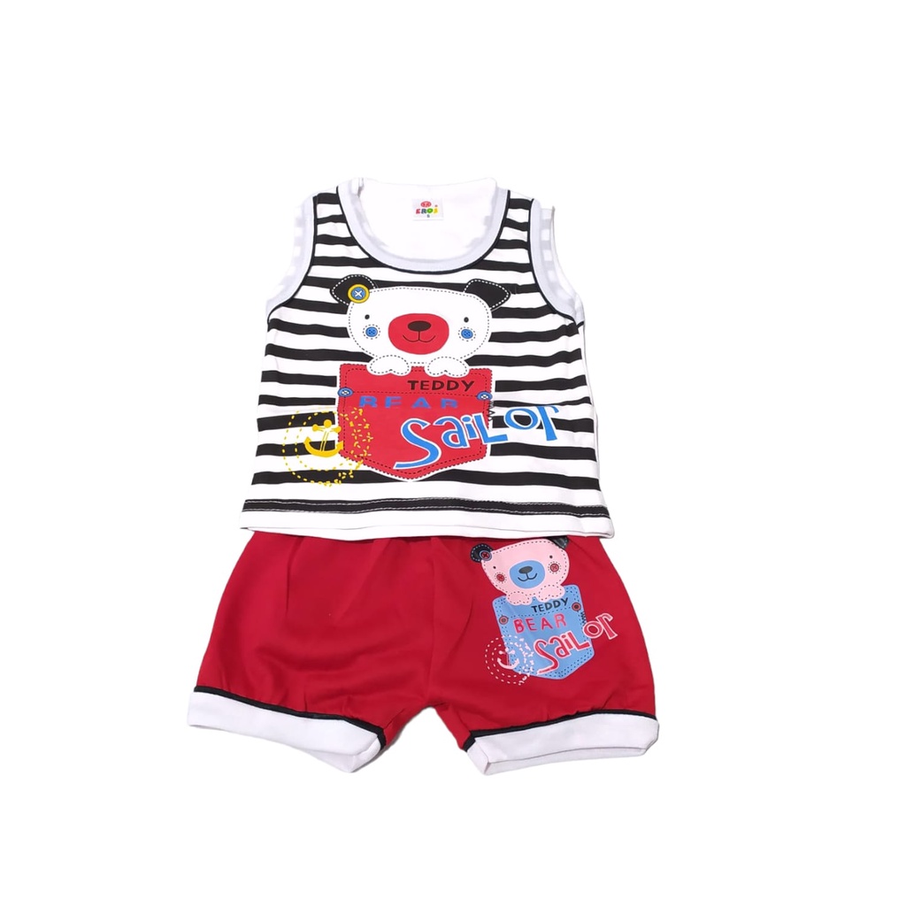 3 Set Setelan Baju Bayi Oblong Tanpa Lengan Usia 0-1 tahun