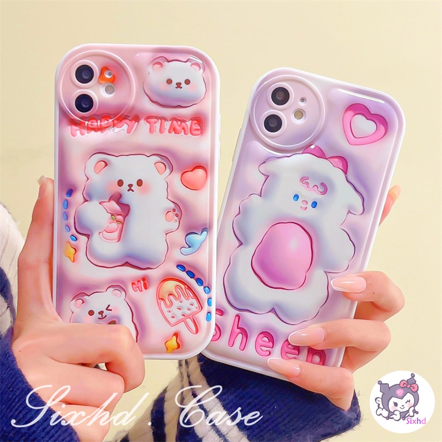 Untuk Redmi 12C 10C 10A 9T 9C Note 12 11s 11 10 9 8Pro10 9A 9 Xiaomi 12Lite 11Lite 11T 10T Poco M3 M4 F3 X4 X3Pro NFC 3D Vision AirBag Case Lucu Permen Beruang Soft Cover