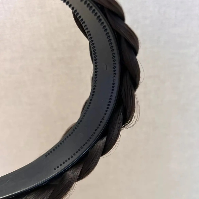 Wig Bertepi Lebar Kepang Bando Kepang Tulang Ikan Melebar Wig Hairband Menebal Kepang Lebar Twist Headband Wig