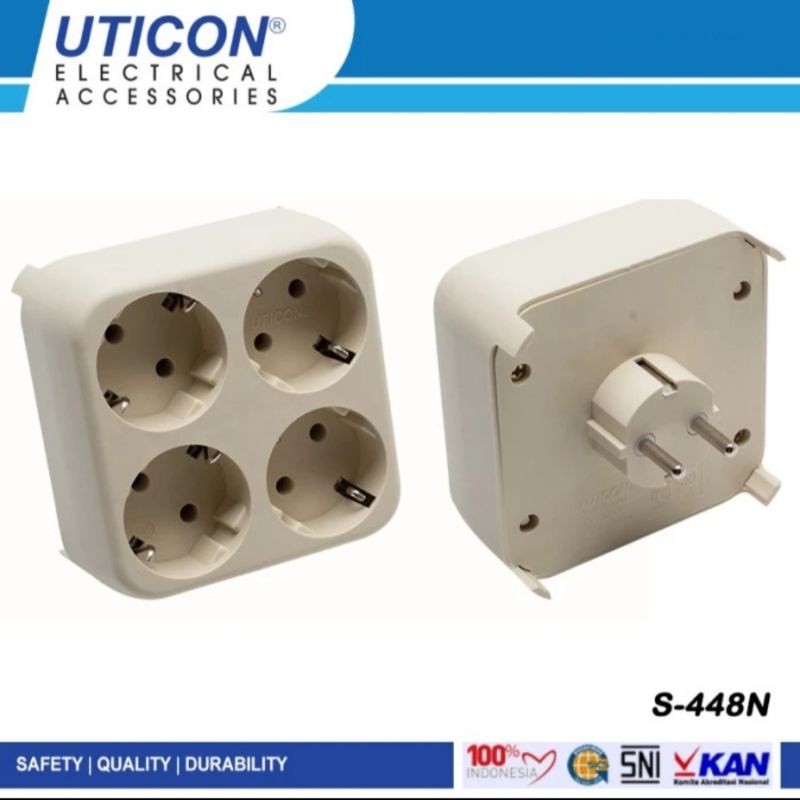 Stop Kontak 4 in 1 Uticon S-448N / Stop Kontak Empat Lubang / Steker Stop Kontak / Steker Kontak / S