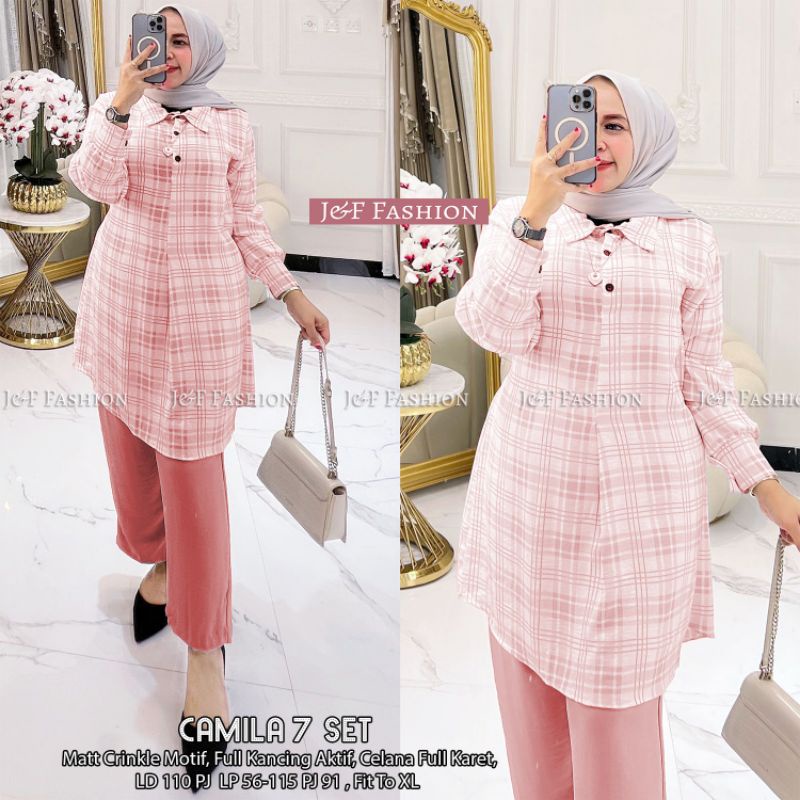 [TERLARIS] Setelan Crinkel Premium Terbaru/camila Set/Setcel Crincle Premium Jumbo/Busana Muslim Wan
